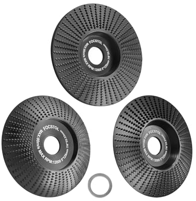 FOCSTOL Muela Amoladora - 3 Piezas 125mm x 22,23mm Disco de Muela Abrasiva para Amoladora Angular, Madera, Esmerilado, Perfilado, Pulido y Tallado