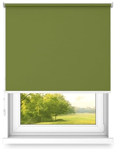 time4blinds Rollos Verdunkelungsrollo Freihängendes Rollo ohne Kassette Wand- oder Deckenmontage Großes Format UV-Schutz Thermische Eigenschaften Solides Design 70x100 cm Waldgrün - Links