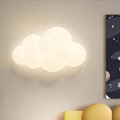 GUANSHAN 3D Wolke LED Kinderzimmer Wandlampe Nachttischlampe Nachtlicht Wandbeleuchtung Dekorative Hintergrundwandlampe für Schlafzimmer, Wohnzimmer, Treppen, 18W, 3 Beleuchtung