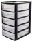 A4 Plastic Storage 5 Drawers Slim Mini Tower Unit Trolley 5 Tiers Cabinet | Office Desktop Tabletop Home School Garage Portable Desk Organizer (A4 Plastic Small Black/Clear)