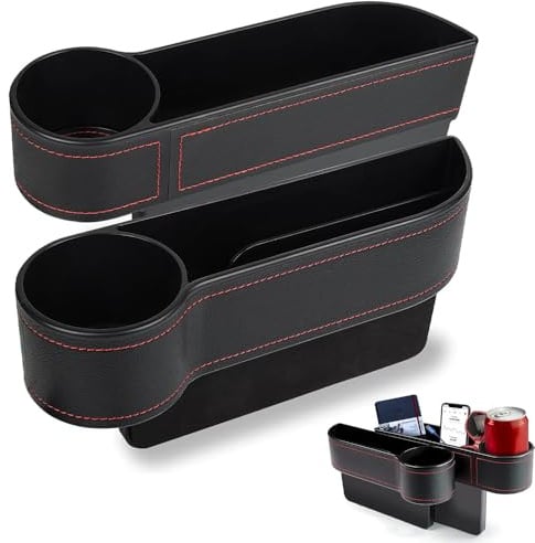 SSyang 2 Stücke Auto Aufbewahrungsbox, Autositz Gap Organizer, Auto Aufbewahrungsbox Sitz, Mittelkonsole, 27x8x14.5cm (Schwarz)