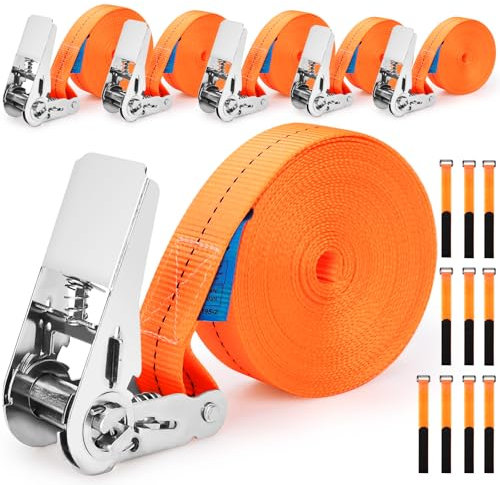 YIYADI Spanngurte mit Ratsche(6 Stück),Spanngurt Befestigungsgurt,2-4-6m Ratschengurt,Heavy Duty Spanngurte mit Haken,Spanngurte mit Klemmschloss,für Gepäckpakete,Transport,Fracht,Camping