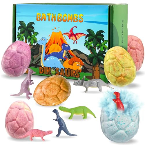 Badekugeln Dinosaurier, Dwafill 6 Stück 100g Badebomben Kinder, Badezusatz Kinder Weihnachten, Add Badespaß of Badebomben mit Überraschung, Badebomben Kinder, Weihnachten, Holiday Gifts