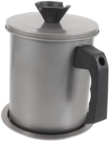 Amosfun Auslaufsicherer Öltopf Fettvorratsbehälter Fettbehälter mit Sieb Frittieröl Aufbewahrungsdose Haushalt Öltopf edelstahlbehälter kochgeschirr kann Fetttopf Edelstahl 304 Grey