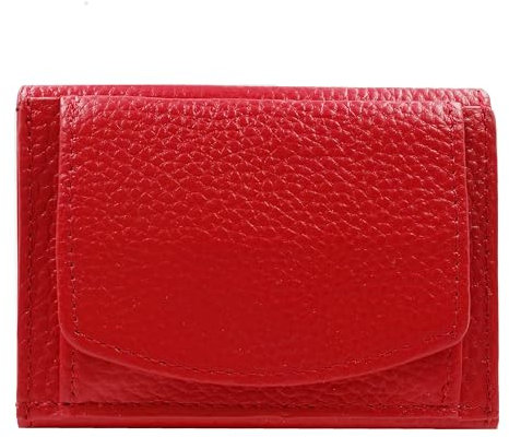 Mini Portemonnaie Reise, Damen & Herren, Leder, rot, viele Fächer, RFID Blocker, Münzfach groß | Geldbeutel. Portemonnaie, Portmonee, Damengeldbörse Damenportemonnaie. Damengeldbeutel, Slim Wallet