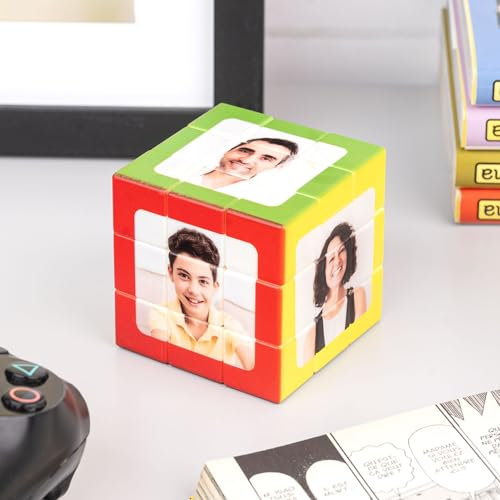 Wanapix | Personalisierter Logikwürfel 3x3 | Drehbares Logikspiel mit den 6 Fotos deiner Wahl | Direkter Druck auf Jede Seite | Klassischer 3x3-Speedcube | Farbrahmen