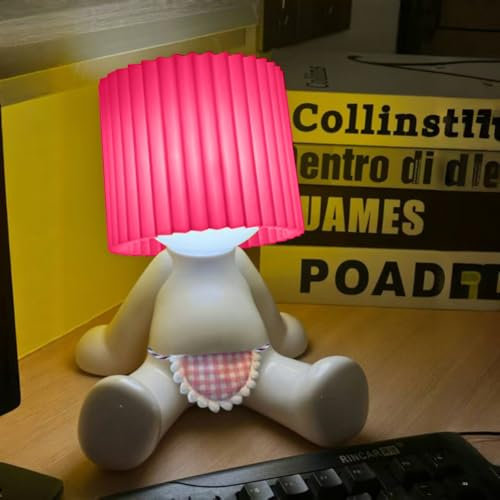 Umikk Lustiges LED Tischleuchte,Lampe „Ein kleiner schüchterner Mann“,Kreative A Little Shy Man Nachttischlampe, USB-Aufladung Tischlampe Mit Schirm,LED Nachttischlampe (Rosa (mit Feigenblatt))