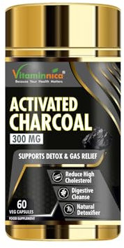 Vitaminnica Activated Charcoal 300mg | 60 Capsules | Vegan & Natural | Digestion Supplement for Gut, Supports Detox | for Bloating Relief, Gas, Digestion, Flatulence