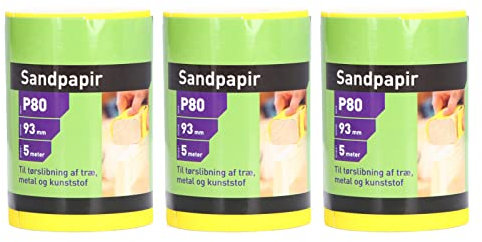 ROULEAU DE PAPIER DE VERRE OXYDE D'ALUMINIUM GRAIN 80 POUR LE PONÇAGE DU CONTREPLAQUÉ PEINTURE TEXTILES D'AMEUBLEMENT