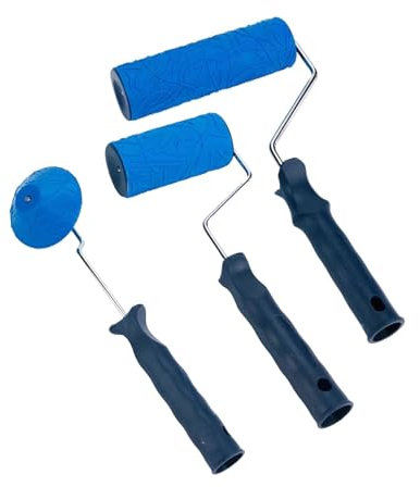 CTRSM Rouleaux à Peinture, Rouleau de Peinture à Effet de Grain de Bois en Caoutchouc, Outil de Peinture à Effet de Grain avec poignée, Outil de décoration Murale DIY 3 pièces