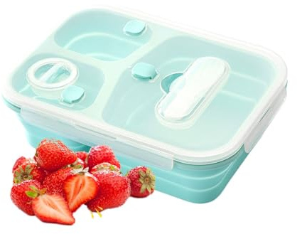 Erwachsene Mittagessen Container - Leckdopfere faltbare Lunchbox -Lunchbox -Lagerbehälter Salatbox - Tragbare Mittagsbehälter, Fächer Silikon -Mittagessen -Behälter, Lunchbox für Erwachsene, Schule, S