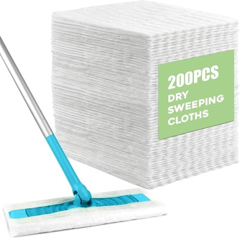 Chovbe 200 Pcs Dry Sweeping Cloths Pads, Compatible with Flash Speed Mop Refill Wipes Disposable Duster Refills Floor Wipes Duster Refills for Floor Wood Tile Mopping and Cleaning