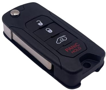 Giano Tech - Guscio Chiave Telecomando 4 tasti - Cover Ricambio Chiave compatibile con Jeep Fiat Freemont Renegade Compass Cherokee Dodge Chrysler 500X