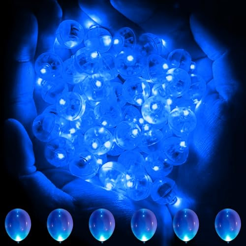 NAMIS 100 Stück Ballonlichter Mini LED Ballons Lichter Blau Wasserdicht Luftballon Lichter Runde Ballonlicht für Hochzeit Geburtstag Party Weihnachten