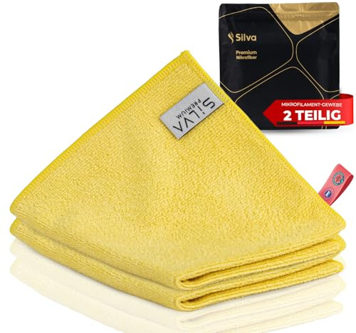 Silva Mikrofasertuch Küche 2er Set 30x30 cm – saugfähig & fusselfrei – kratzfrei & langlebig – Reinigungstücher für Glas, Spiegel, Edelstahl & Bad – waschbar, wiederverwendbar & umweltfreundlich