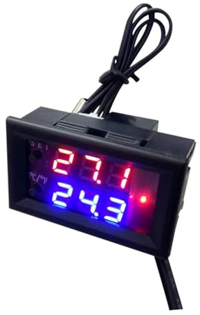 12v Programmable Thermostat with Lcd Display Precision Control | Black Abs Housing, Flame Resistant Build, Soft-touch Button Interface, Compact Digital Temperature Controller