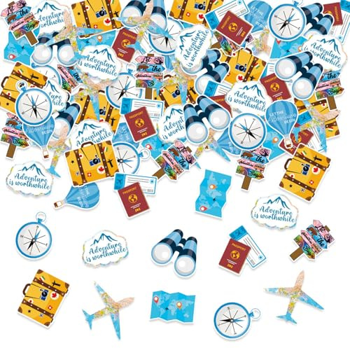 KASESSS 100 Stück Globale Reiseabenteuer Konfetti, Konfetti Hochzeit Deko, Tischdeko Geburtstag, Bunt Einschulung Deko, Streudeko Tischdeko Konfettis für Geburtstage Party DIY Dekoration Jubiläen