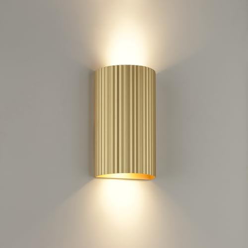 Lightbox Wandleuchte, 18x10x6 cm, GU10 Fassung, Lichteffekt durch | Wandleuchte, 18x10x6 cm, GU10 Fassung, Lichteffekt durch Up-Down-Light, geriffelter Schirm, dimmbar, Aluminium, matt