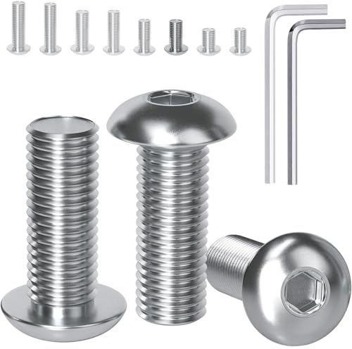 YOOPIN 60 Stück M5 x 12mm Linsenkopfschrauben Innensechskant | Flachkopfschrauben M5 Edelstahl Schrauben, 304 Edelstahl Rundkopfschrauben mit Innensechskantschlüsseln für Möbeleinbau