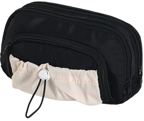 Walopola Federmäppchen, Federmäppchen, Organizer – Doppelreißverschluss, Lineal-Organizer, Schreibwaren-Halter für Mittelschule, Studenten, Teenager, Erwachsene, Mädchen, Schwarz, Refer to