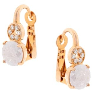 Ohrringe aus vergoldetem 925 Silber mit weißem Opal und Zirkonia