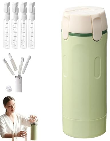 PEAMOO 4 in 1 Refillable Travel Dispenser Bottles,Portable Essentials Leak Proof Refillable Travel Containers, Reusable Containers for Shampoo Lotion Conditioner Cream (green)