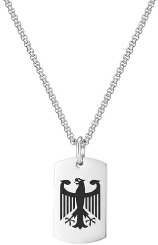 Karma NH11493961 Halskette Adler Silber Herren Edelstahl 60 cm Kette Herrenschmuck Männer Herrenhalskette modern Geschenk für Ihn (Silber)