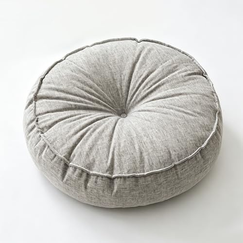 Qnbonrich Outdoor Sitzkissen Rund-45 cm Durchmesser–Sitzkissen Rund Bequemes Bodenkissen, Rundes Bodenkissen, Wetterfest, Wasserfest, für Terrasse, Balkon und Garten, Indoor und Outdoor (Wolkengrau)
