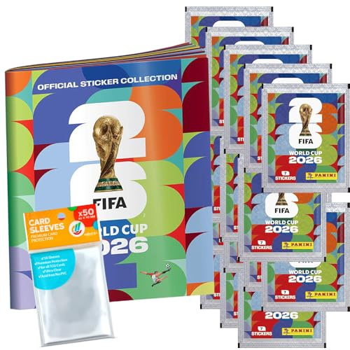 WM 2026 Sticker - 1 Sammelalbum 20 Tüten (Original) + Exklusive Collect-it Hüllen (Eigenmarke Bundle)