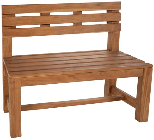 DELUKE Gartenbank Teakbank CUGAD Holz Teak 120x50x85 cm | Holzbank 120 cm Gartenbank Sitzbank Mit Lehne Wetterfest Bank Garten Terrasse