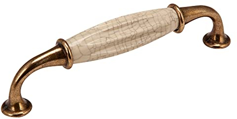 SOTECH Porzellangriff META Möbelgriff Porzellan krakeliert Messingoptik Antik BA 128 mm