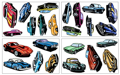 Samunshi® Wandtattoo Muscle Car Set Wandbilder Kinderzimmer Deko Junge Wandtattoo Kinderzimmer Mädchen Wandsticker Kinderzimmer 4x 16x26cm