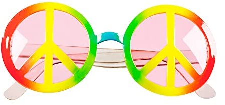 Boland 44520 - Partybrille Hippie aus Kunststoff, Spaßbrille ohne Sehstärke, Brille für Faschingskostüme, Kostüm Zubehör für Karneval und Mottoparty