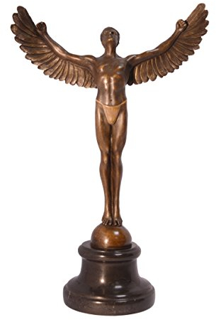 Bronzefigur Skulptur Bronzeguss Motiv:Ikarus auf Sockel Höhe:40,8cm antik