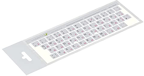 Lacerto® | 14x14mm Russisch-Deutsche Aufkleber für PC/Laptop & Notebook Tastaturen mit mattem kratzfestem Laminat | Farbe: Rot-Hellgrau (Nicht transparent)
