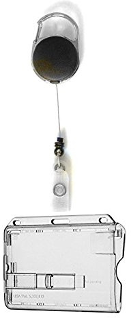 1x STAHLSEIL Ausweisset - Ausweisjojo Jojo Zipper oval + Kartenhülle mit Ausschieber - Kartenhalter Ausweis Hülle horizontal Schutzhülle Namensschild Ausweishalter Kunststoff
