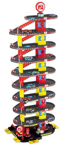 Tera Toys Garage 10 Piani Livelli con Rampe Pompa di Benzina Pitstop Carwash Ascensore 3 Macchinine Car Lavaggio Auto Automobile Parcheggio 113x47x35 cm
