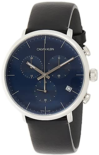 Calvin Klein Unisex Erwachsene Chronograph Quarz Uhr mit Leder Armband K8M271CN