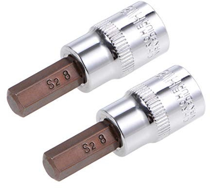 sourcing map 2 Pcs 3/8 Drive x 8mm Hex Bit Socket, Standard Metric, S2 & Cr-V Steel
