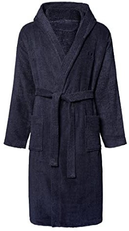 Chiemsee Unisex Bademantel mit Kapuze 100% Baumwolle Gr.S - XXL dunkelblau, Bekleidungsgröße:L