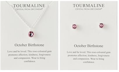 Philip Jones October (Tourmaline) Birthstone Necklace & Earrings Set Created with Zircondia® Crystals