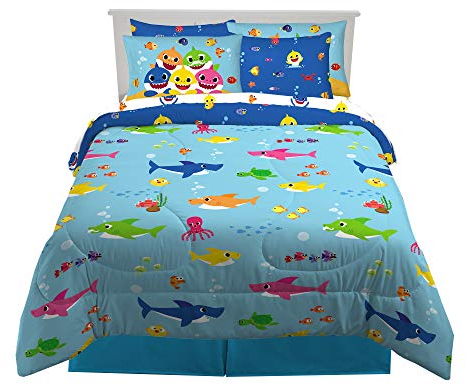 Franco Bettwäscheset mit Kissenbezug, Mikrofaser, Hai, 7-teilig, volle Größe