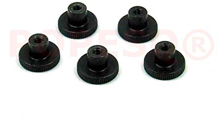 POPESQ® 5 Stk. x Rändelmutter M3 F12mm x 7.5mm Stahl Schwarz #A3115