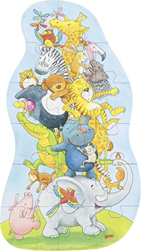 goki 57437 XXL Pirámide de animales Puzzle, Bunt