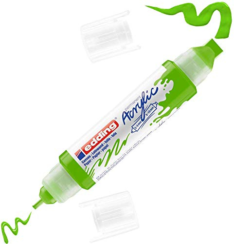 edding 5400 Acryl 3D Double Liner - gelb-grün - 1 Acrylfarbe Tube - Doppel-Spitze 2-3,5-10 mm - Acryl Farben zum Malen auf Leinwand, Malpapier und Holz - Acrylstifte wasserfest in Künstlerqualität