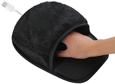 Tapis de Souris Chauffant USB, Réchauffeur de Main, Chauffant Chauffe-Mains Hiver Chauffage Housse de Souris Chaude Couverture (noir)