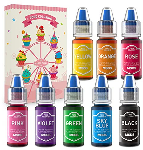 Colorant Alimentaire 8 Couleurs Concentré Colorant Alimentaire Liquide Food Coloring Pour Patisserie Gateau Décoration Biscuit Saint-Valentin