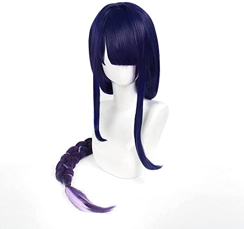 Anime Cosplay Perücke, Genshin Impact Perücke, mit Kostenloser Perückenkappe, für Halloween, Party, Karneval, Nachtleben, Konzerte, Hochzeiten (Raiden Shogun)