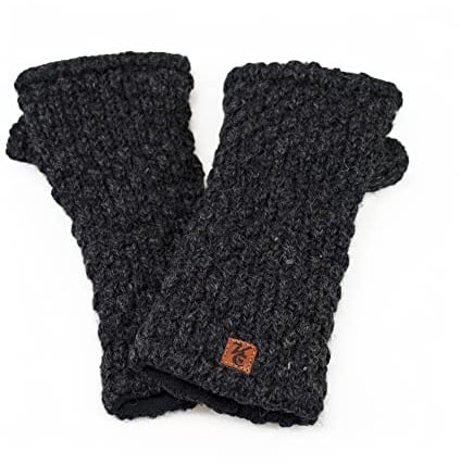 Kanchan Crafts Damen Pulswärmer Armstulpen Handstulpen Stulpen Daumenloch Fleece gefüttert Schafwolle/Wolle, handgefertigt in Nepal, Dehnbar