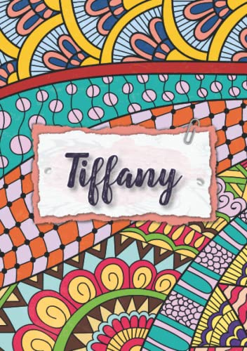 Tiffany: Notizbuch A5 | Personalisierter vorname Tiffany | Geburtstagsgeschenk für Frau, Mutter, Schwester, Tochter | Bunte Abdeckung | 120 Seiten liniert, Kleinformat A5 (14,8 x 21 cm)